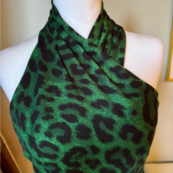 RACHEL Rachel Roy Green Black Halter Midi Dress-Size M - Picture 2 of 10